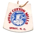 Spray Cotton Mills hanging tag